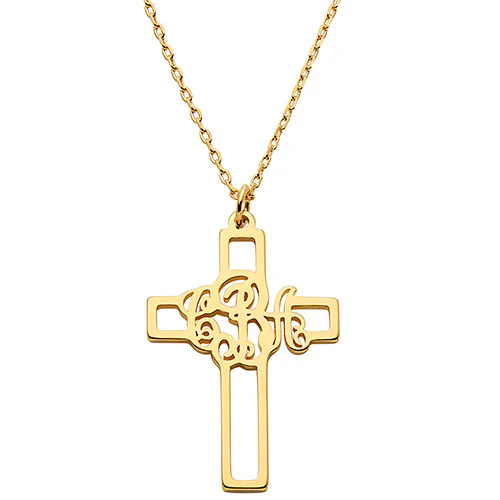 Mongram Cross Necklace - Image 4