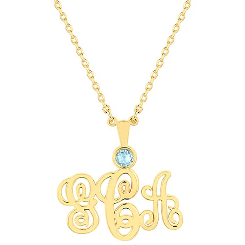 Monogram with Birthstone Necklace - Small - Image 4