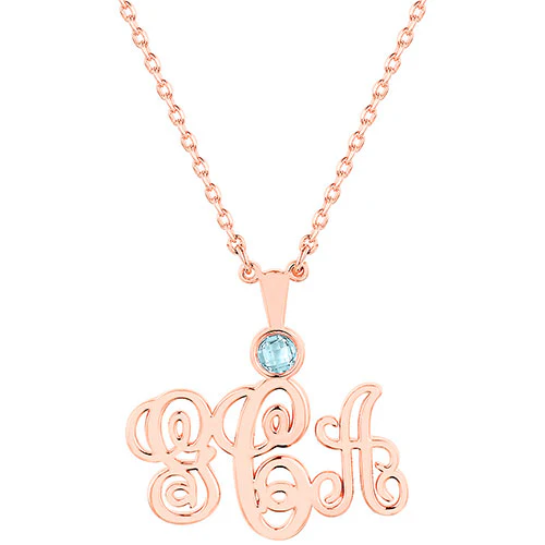 Monogram with Birthstone Necklace - Small - Image 6