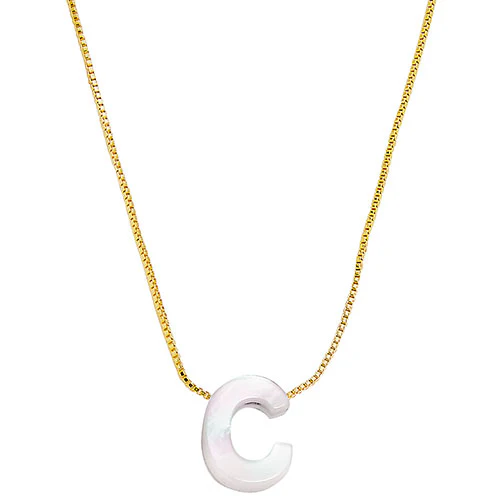 Mother of Pearl Initial Necklace - 18in - Image 3