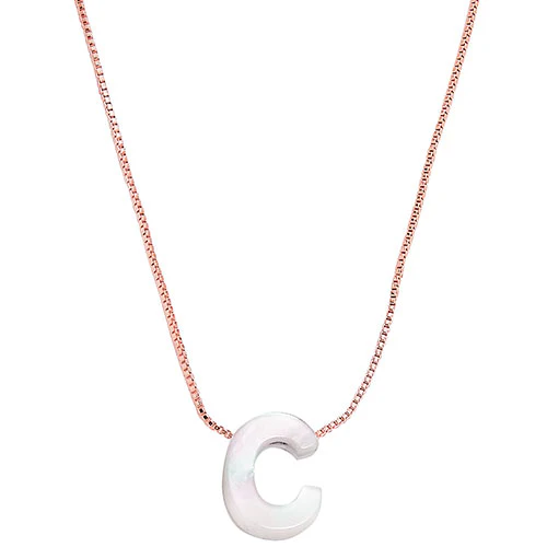 Mother of Pearl Initial Necklace - 18in - Image 4