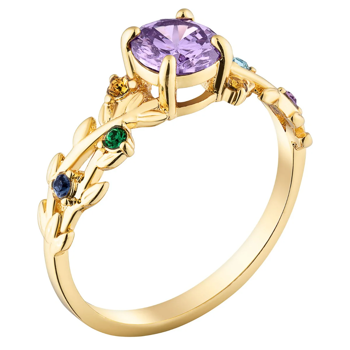 14K Gold Plated Mother's Family Flower Birthstone Ring - Image 2