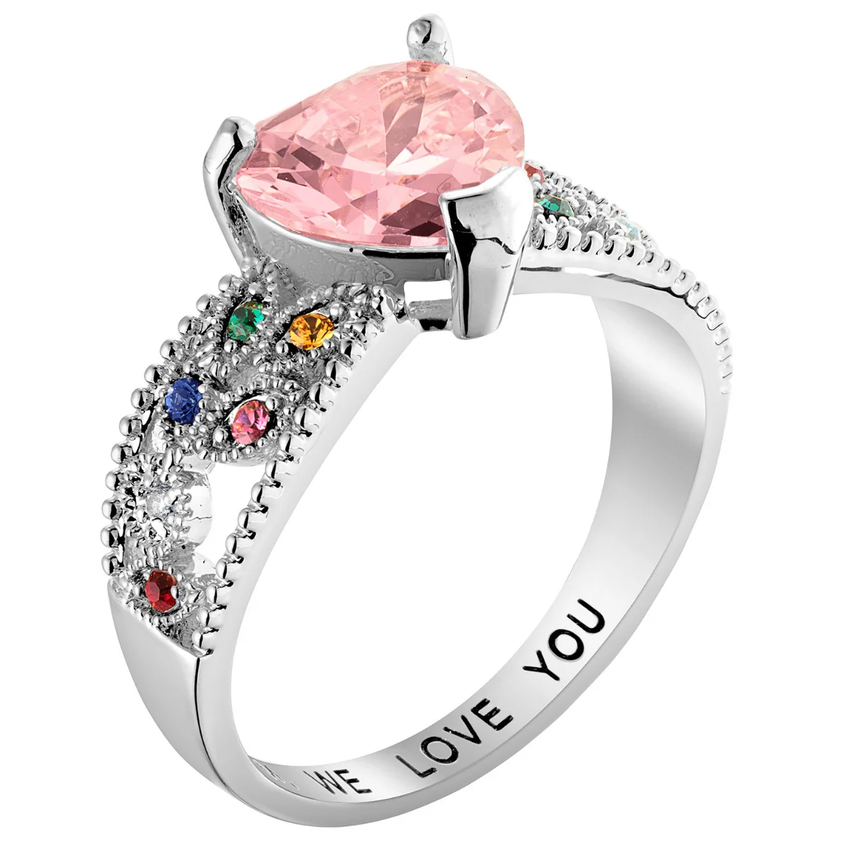 Mother's Heart Family Birthstone Ring - Image 2
