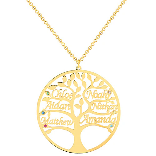 Name and Birthstone Family Tree Necklace - Image 4