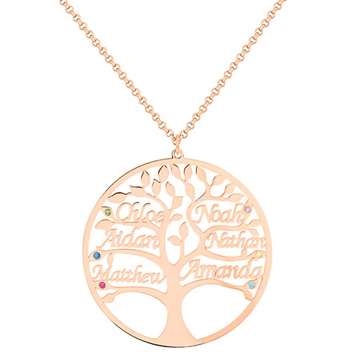 Name and Birthstone Family Tree Necklace - Image 6