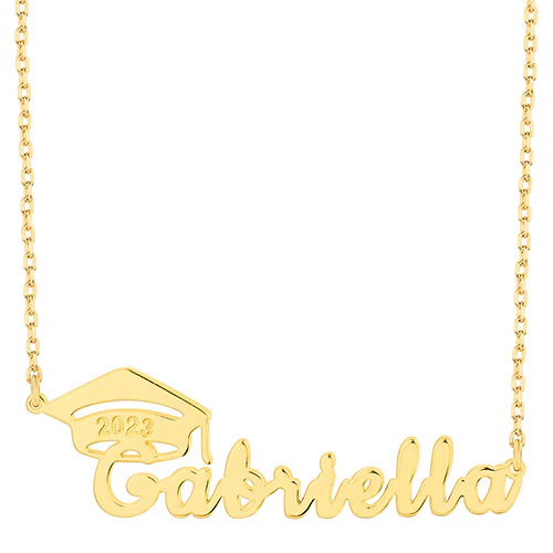 Name Plaque with Graduation Cap Necklace - Image 4
