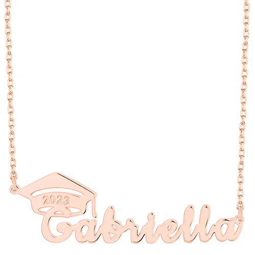 Name Plaque with Graduation Cap Necklace - Image 6
