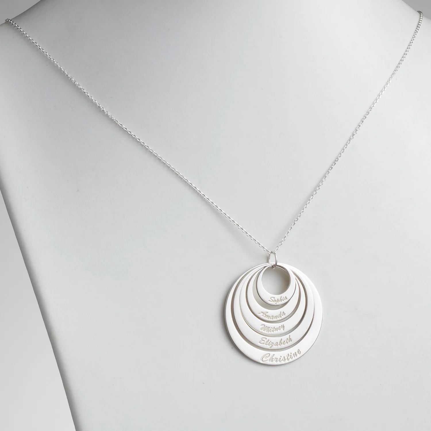 Nesting Circles with Names Necklace - 5 Discs - Image 2