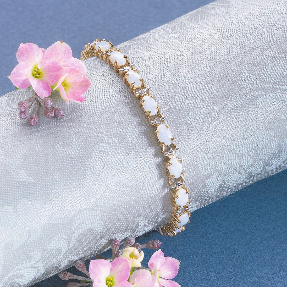 Opal and Diamond 7.25 Inch Tennis Bracelet - Image 2