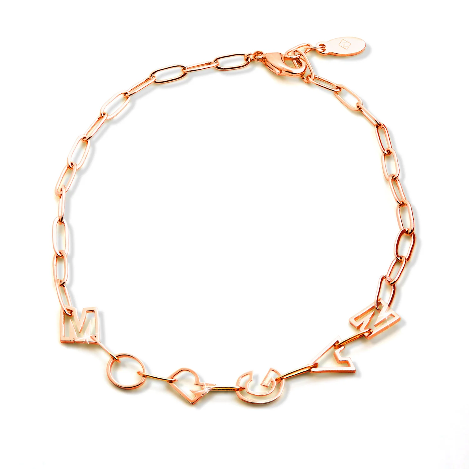 Open Letter Name Paperclip Chain Bracelet - Image 5