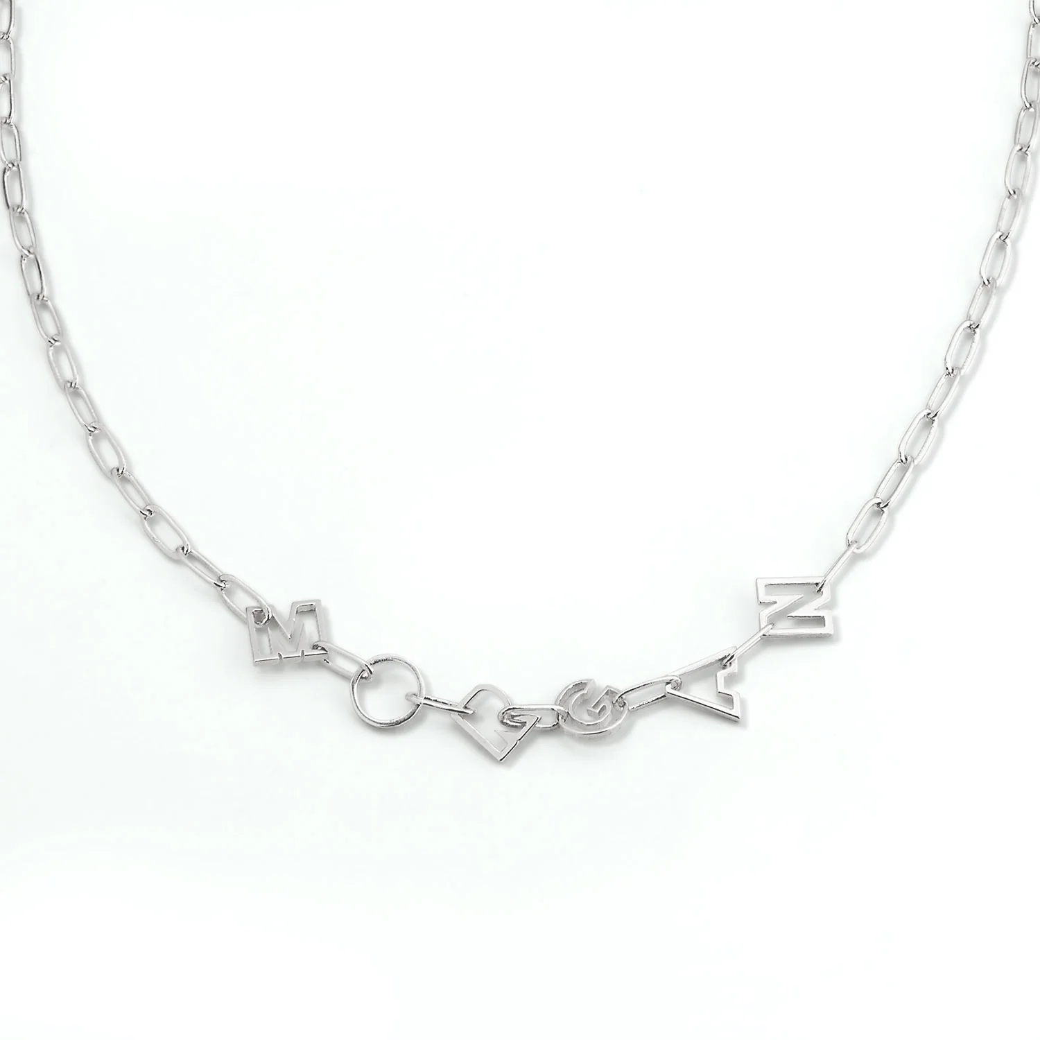 Open Letter Name Paperclip Chain Necklace - Image 2