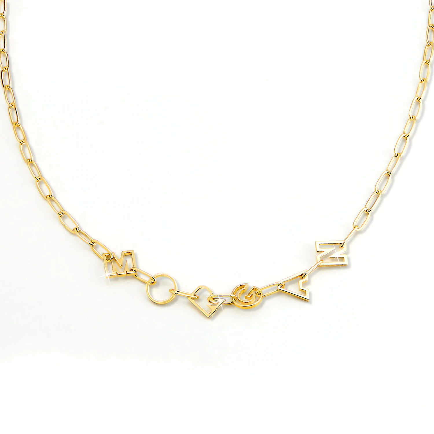 Open Letter Name Paperclip Chain Necklace - Image 4
