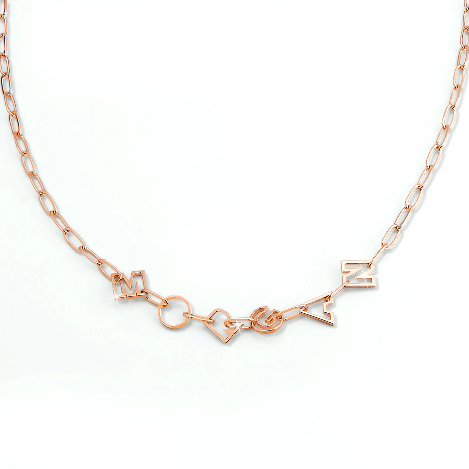 Open Letter Name Paperclip Chain Necklace - Image 5