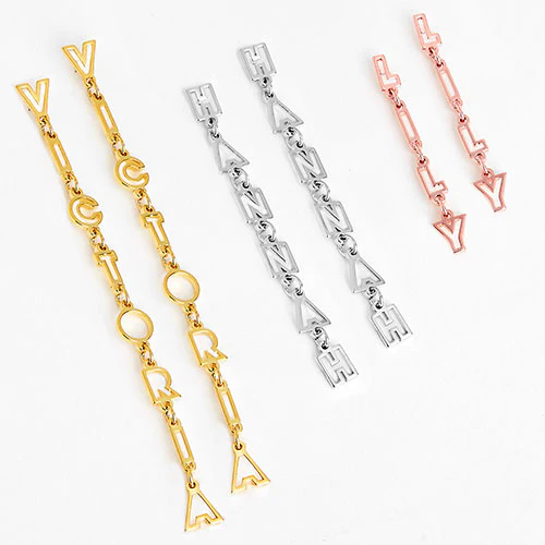 Open Letters Vertical Name Drop Earrings