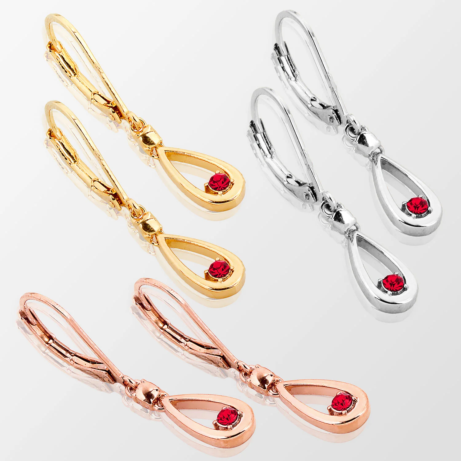 Open Teardrop Birthstone Leverback Earring