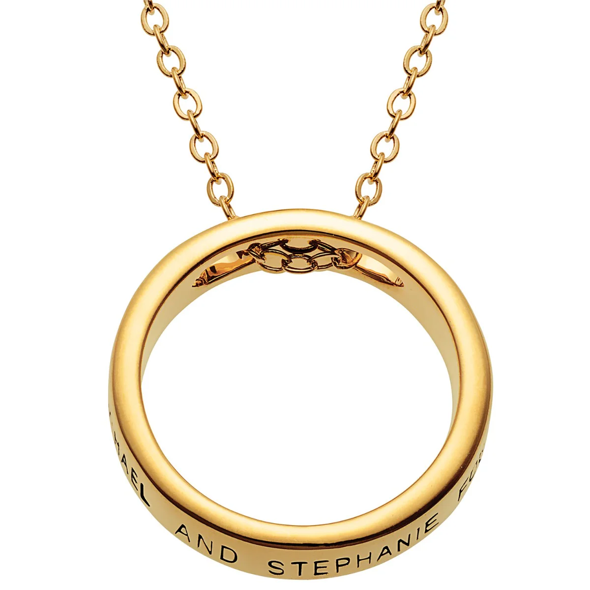 Outside Engraved Circle Ring Necklace - Image 4
