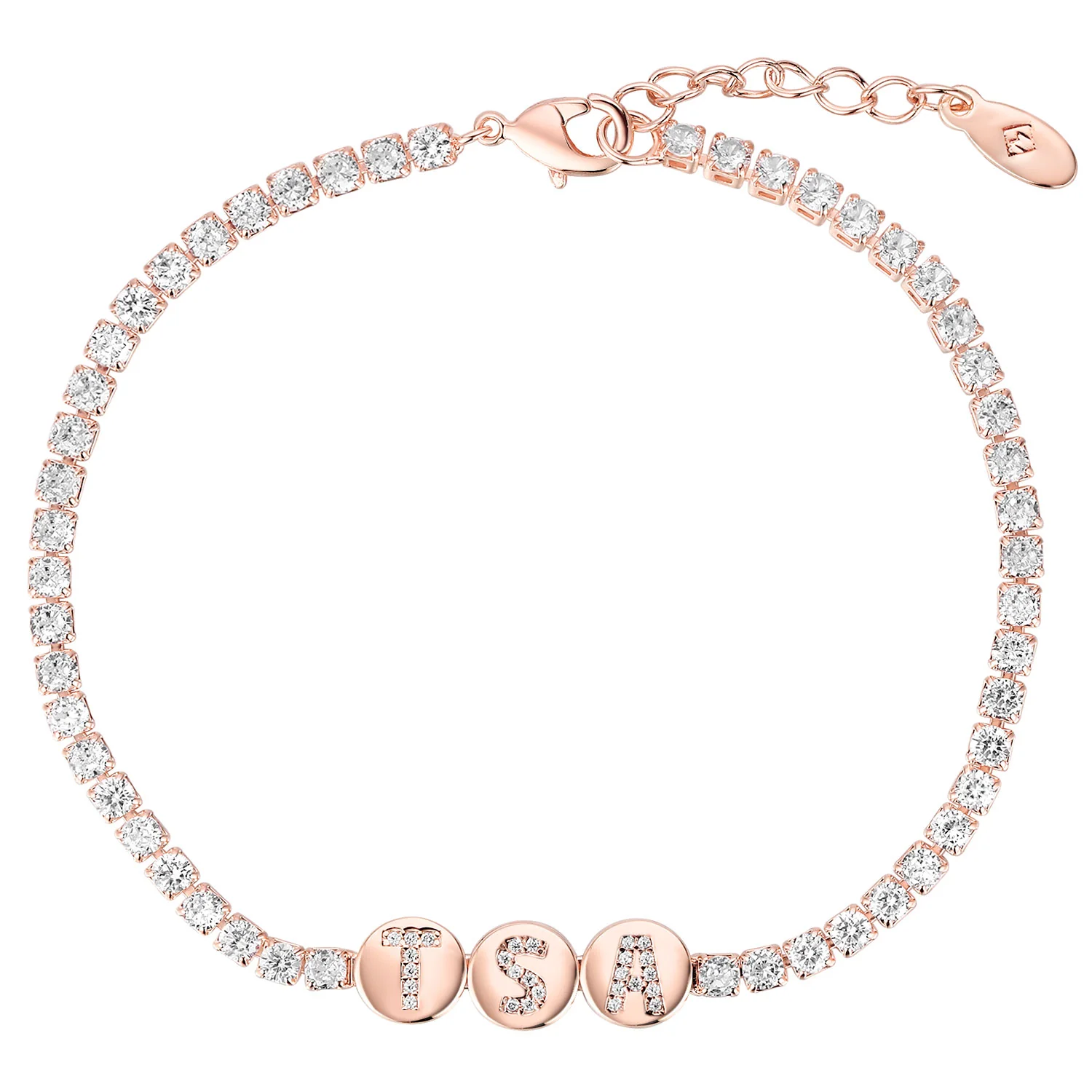 Pave CZ Initials Slider Charm Station CZ Tennis Bracelet - Image 7