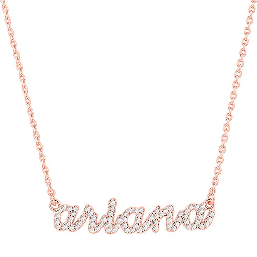 Pave CZ Lowercase Name Plaque Necklace - Image 6