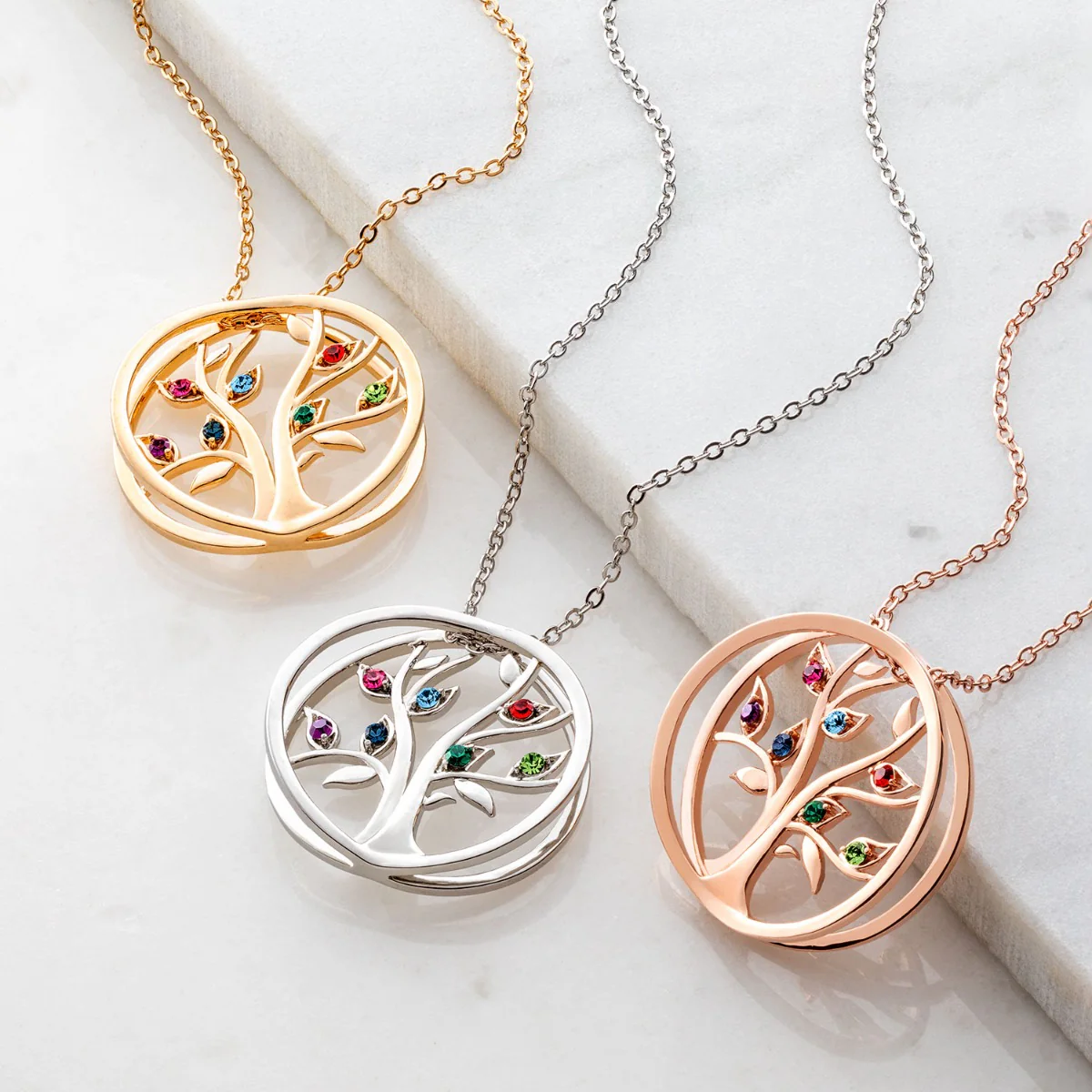 Personalized Birthstone Tree of Life Necklace- 14K Gold Plated - Image 4