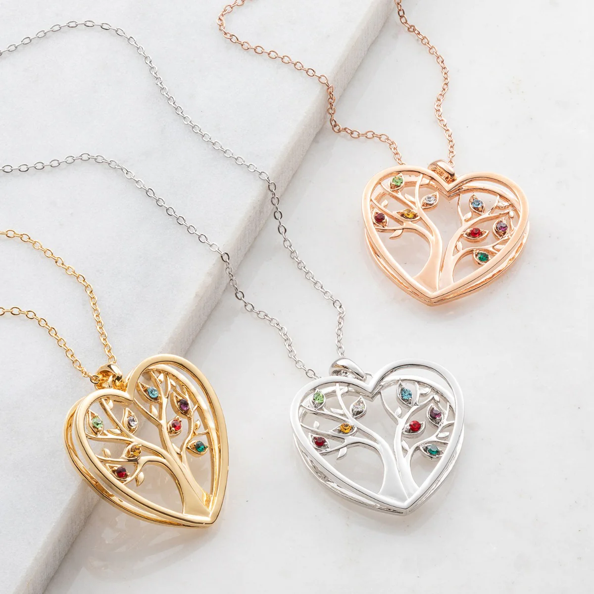 Personalized Birthstone Tree of Life Necklace- 14K Gold Plated - Image 4