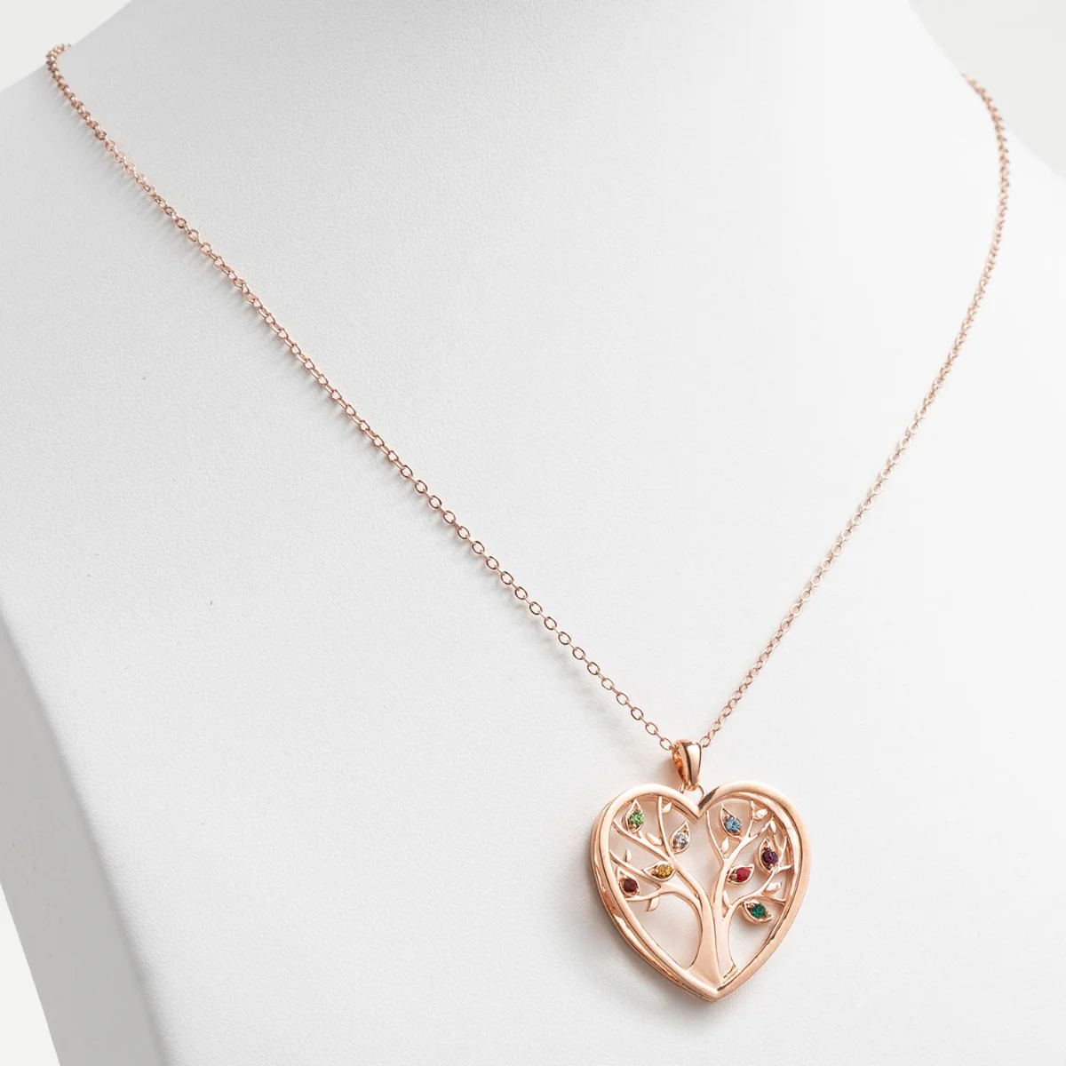 Personalized Birthstone Tree of Life Necklace- 14K Rose Gold Plated - Image 3