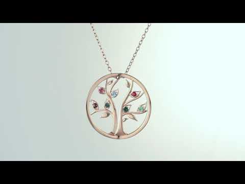 Personalized Birthstone Tree of Life Necklace- Silver Plated - Image 5