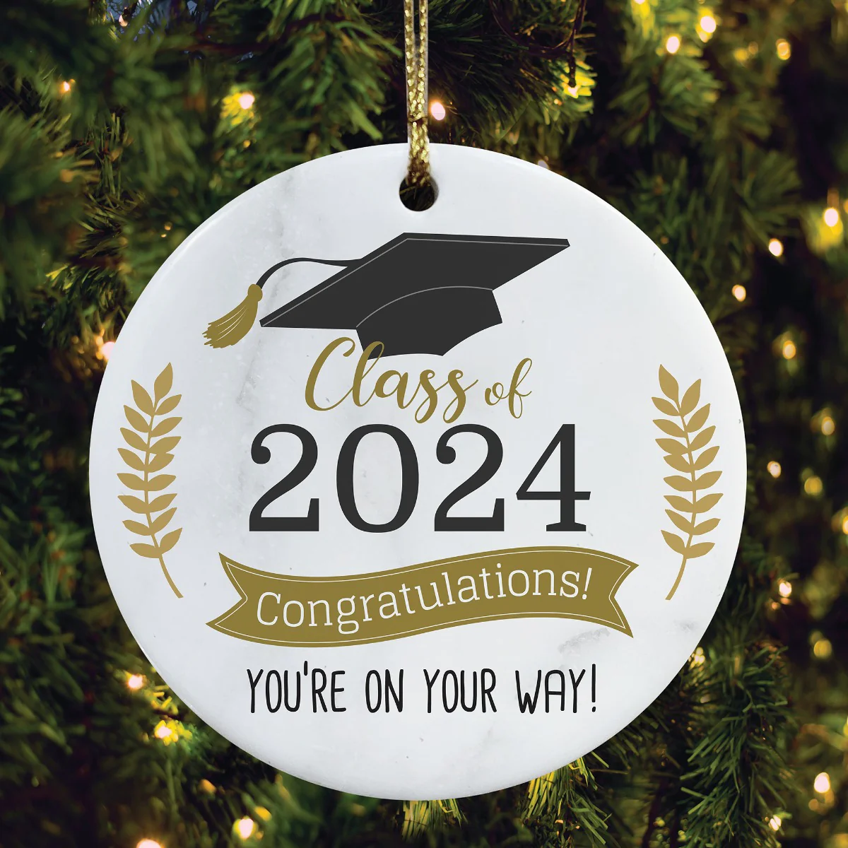 Personalized Class Of Graduation Round Ceramic Ornament - Image 2