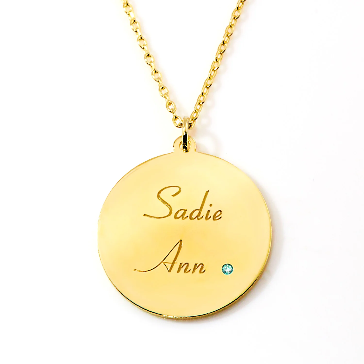 Personalized Cowboy Hat and Boot Disc Necklace with Birthstone - Image 4