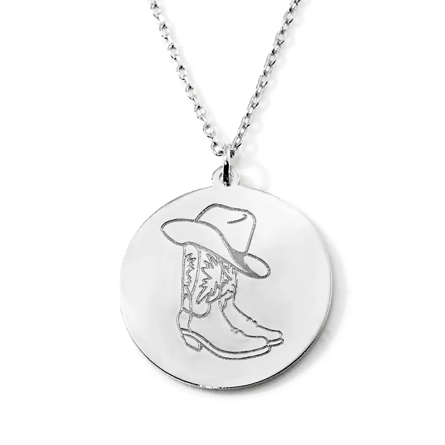 Personalized Cowboy Hat and Boot Disc Necklace with Birthstone - Image 5