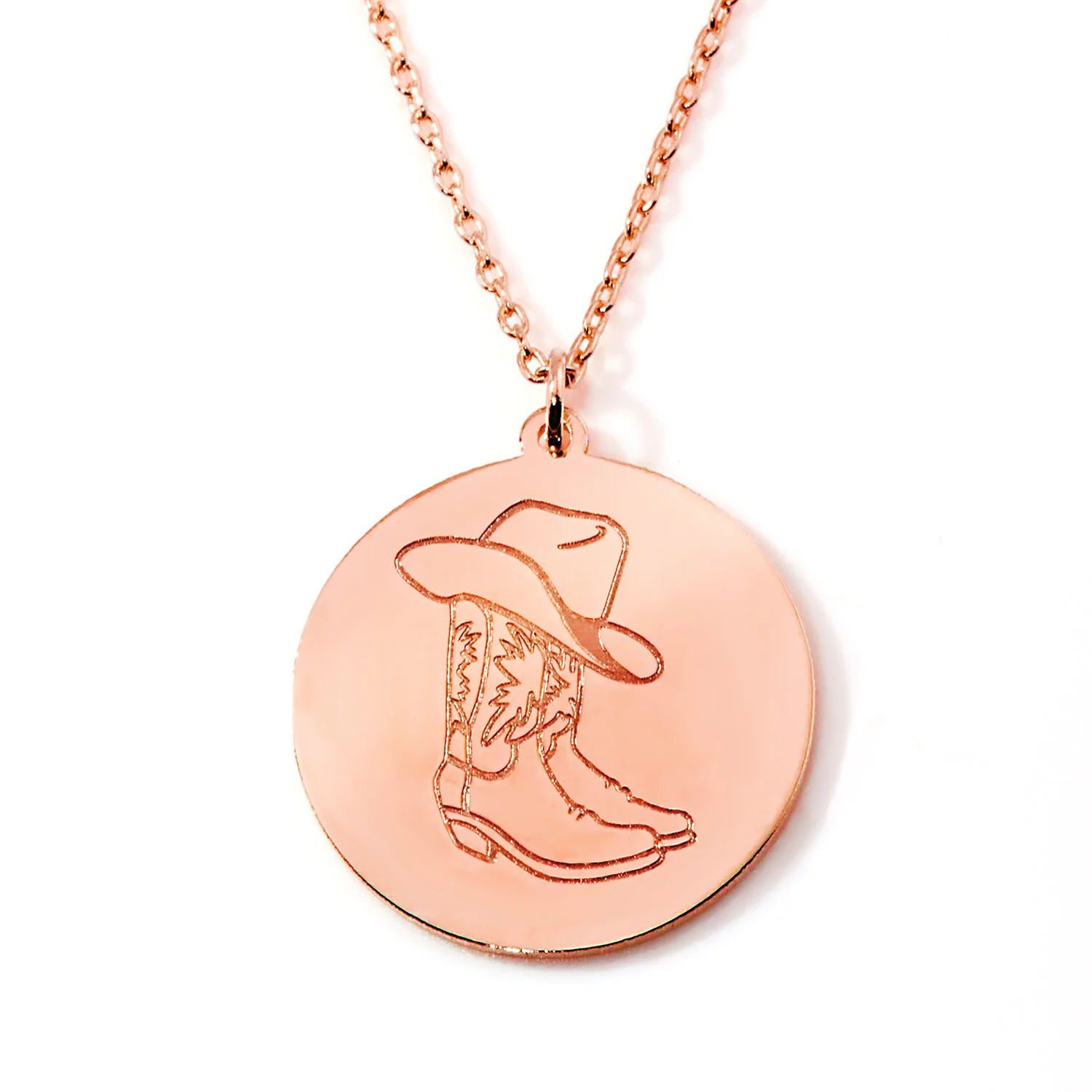 Personalized Cowboy Hat and Boot Disc Necklace with Birthstone - Image 6