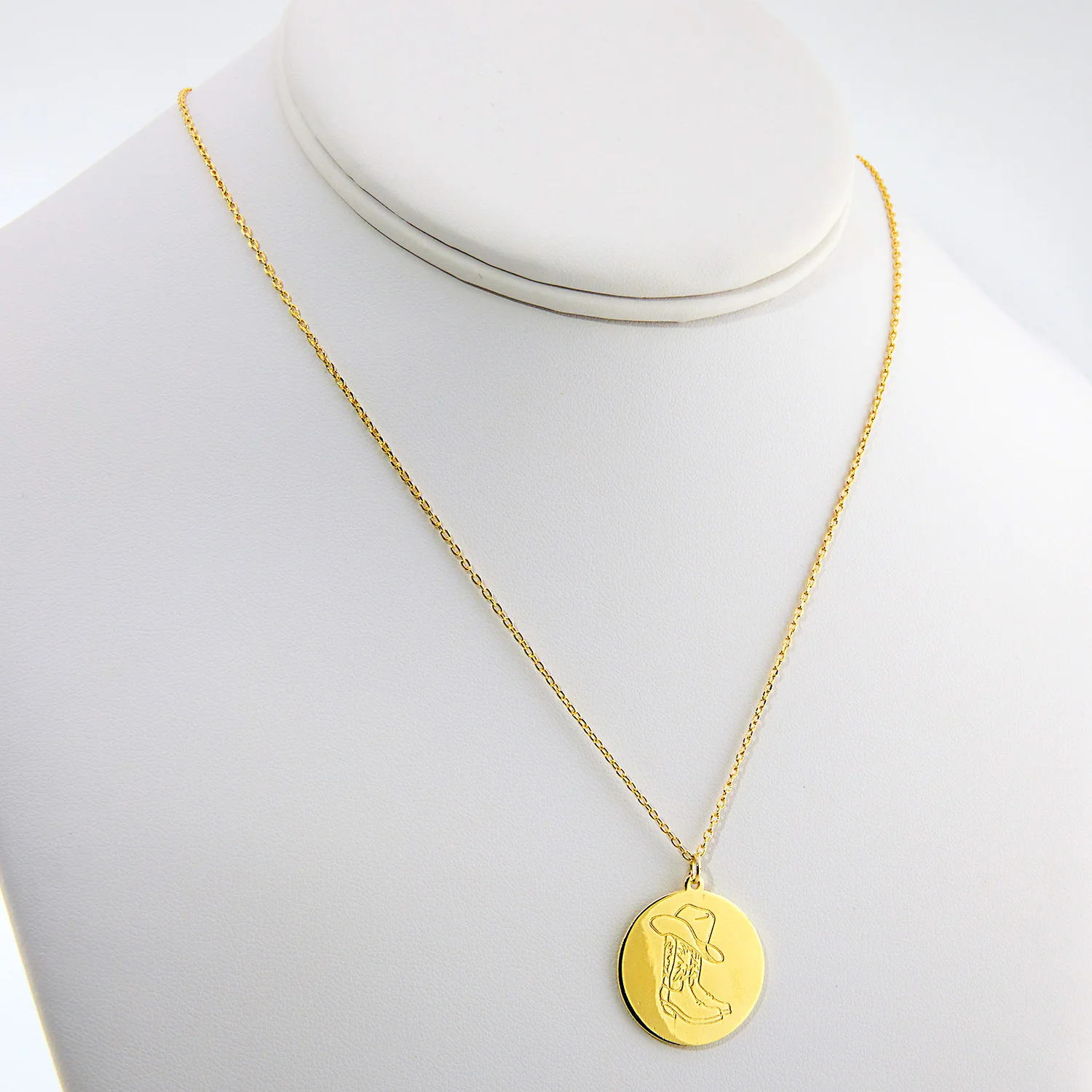 Personalized Cowboy Hat and Boot Disc Necklace with Birthstone - Image 7
