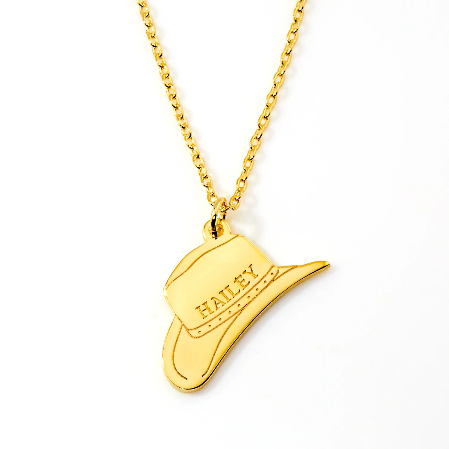 Personalized Cowboy Hat Charm Pendant Necklace - Image 4