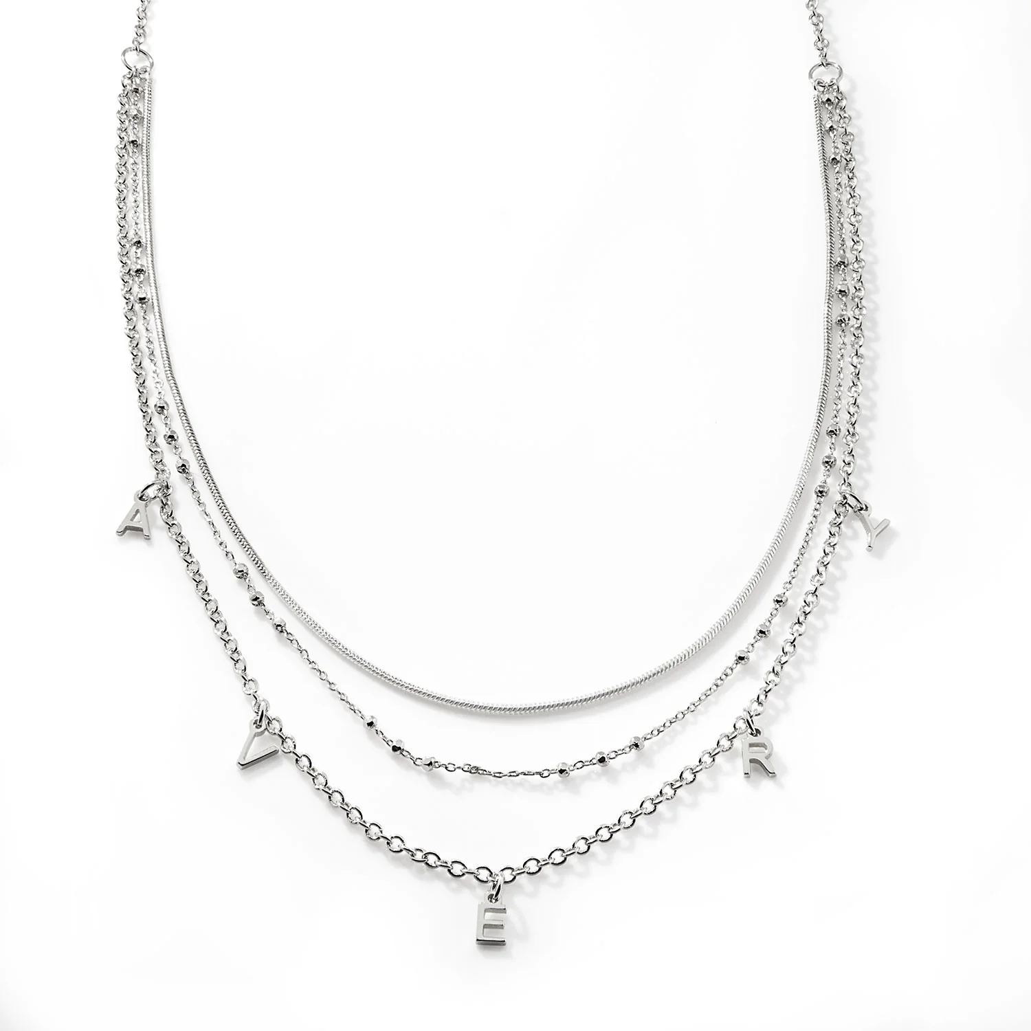 Personalized Dainty Name Layered Multichain Necklace