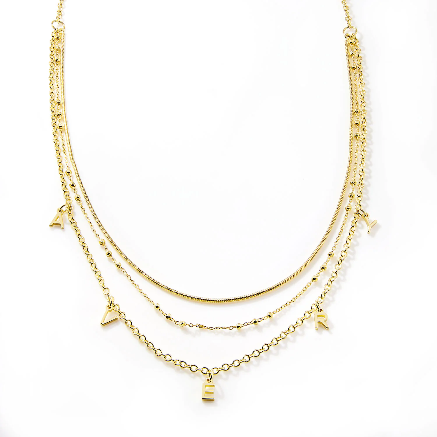 Personalized Dainty Name Layered Multichain Necklace - Image 3