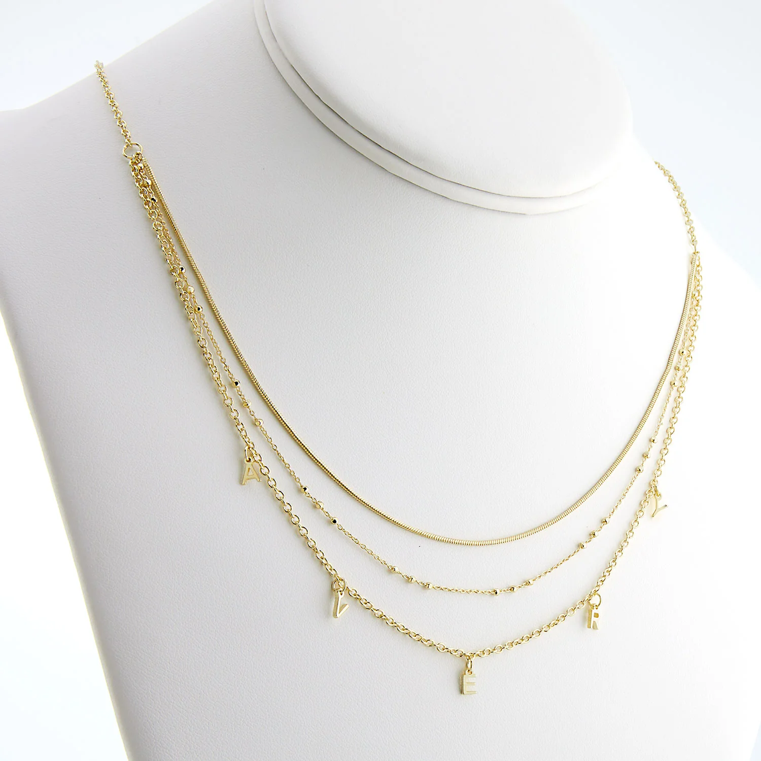 Personalized Dainty Name Layered Multichain Necklace - Image 4