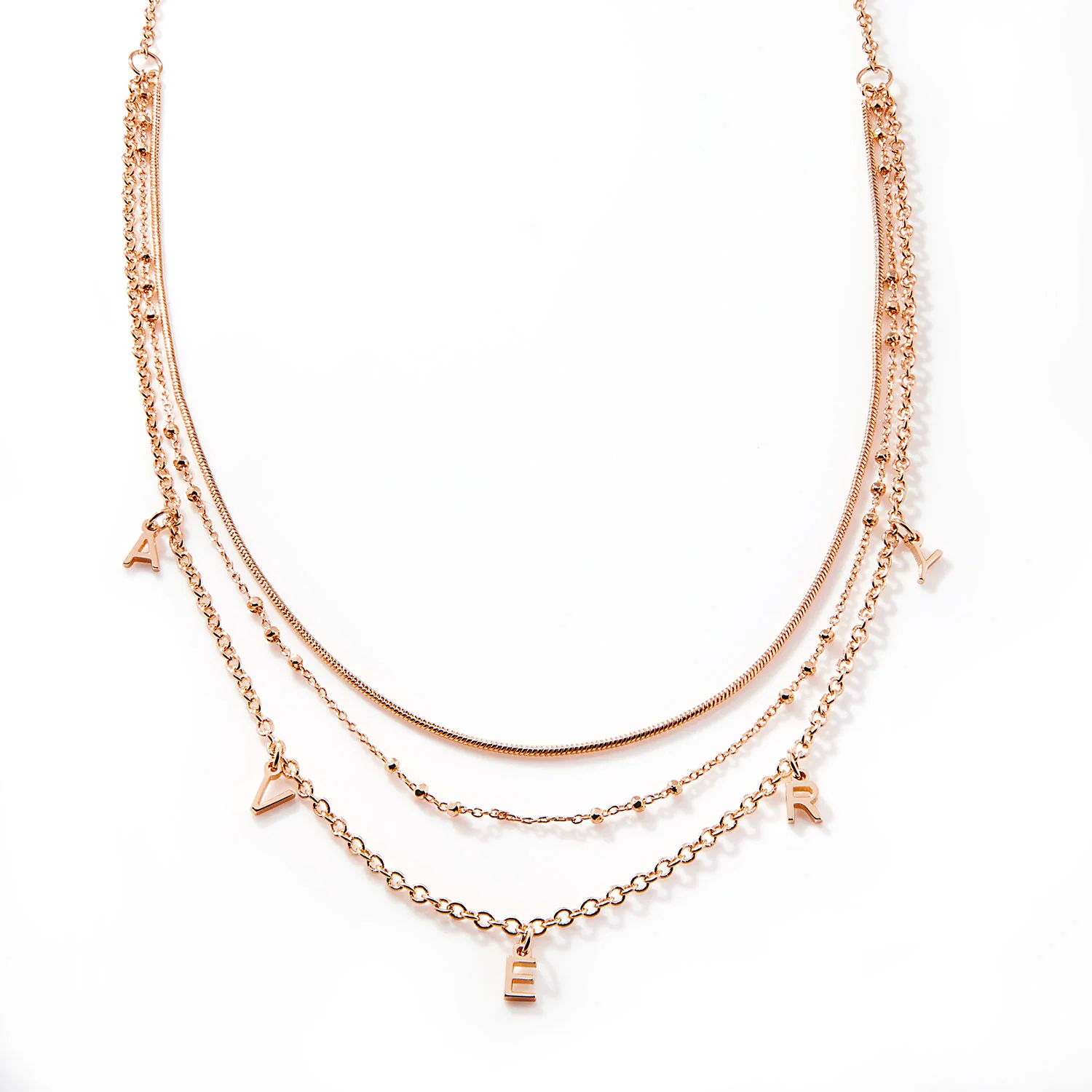 Personalized Dainty Name Layered Multichain Necklace - Image 5