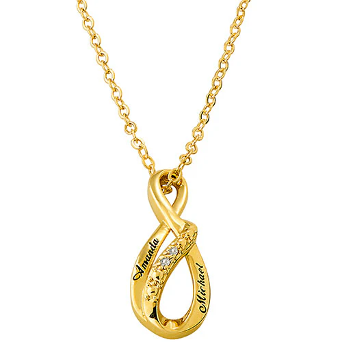 Personalized Diamond Accent Swirl Infinity Necklace - Image 10