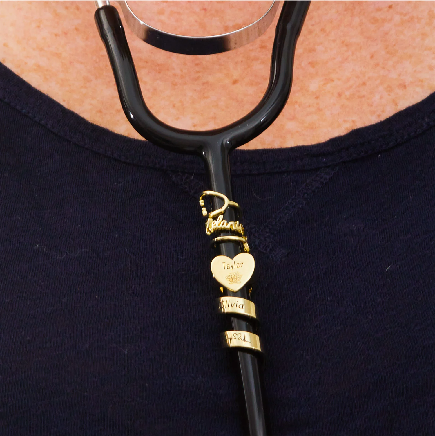 Personalized Double Wrap Stethoscope Slide Charm – Silver, Gold & Rose Gold Plated - Image 6