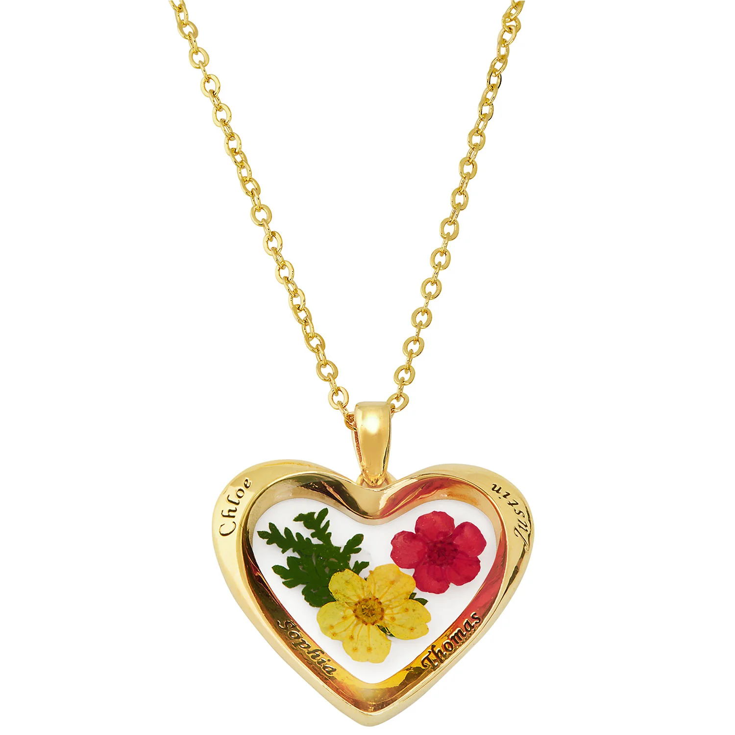 Personalized Dried Flower Heart Pendant Necklace - Image 4