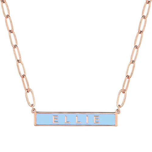 Personalized Enamel Bar on Paperclip Chain Necklace - Image 6