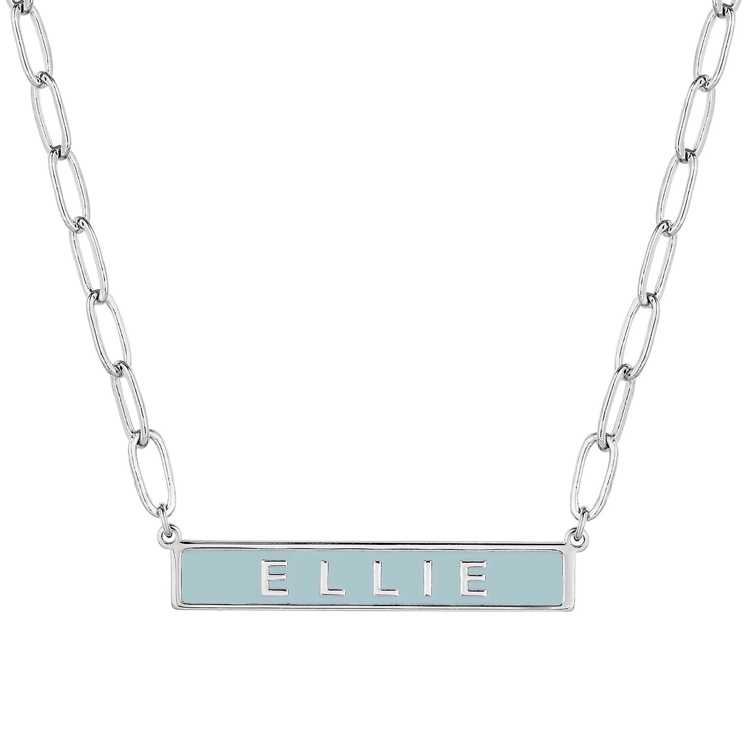 Personalized Enamel Bar on Paperclip Chain Necklace  - New Fall Colors - Image 4