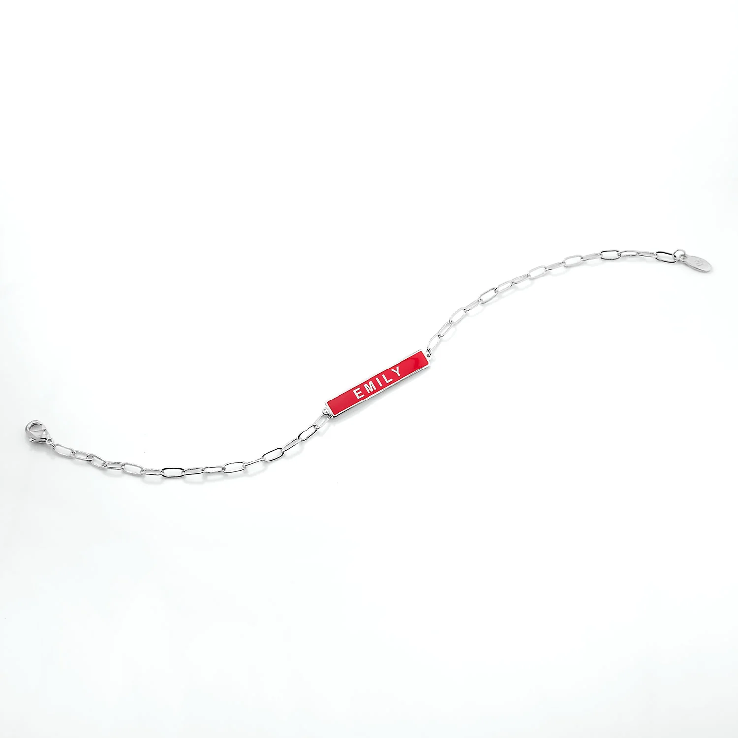Personalized Enamel Bar Paperclip Chain Bracelet - Image 3