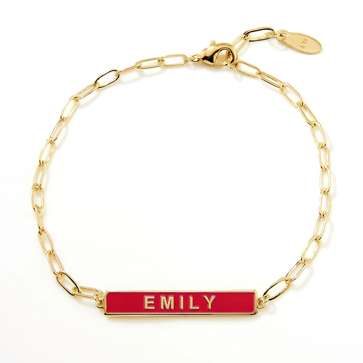 Personalized Enamel Bar Paperclip Chain Bracelet - Image 4