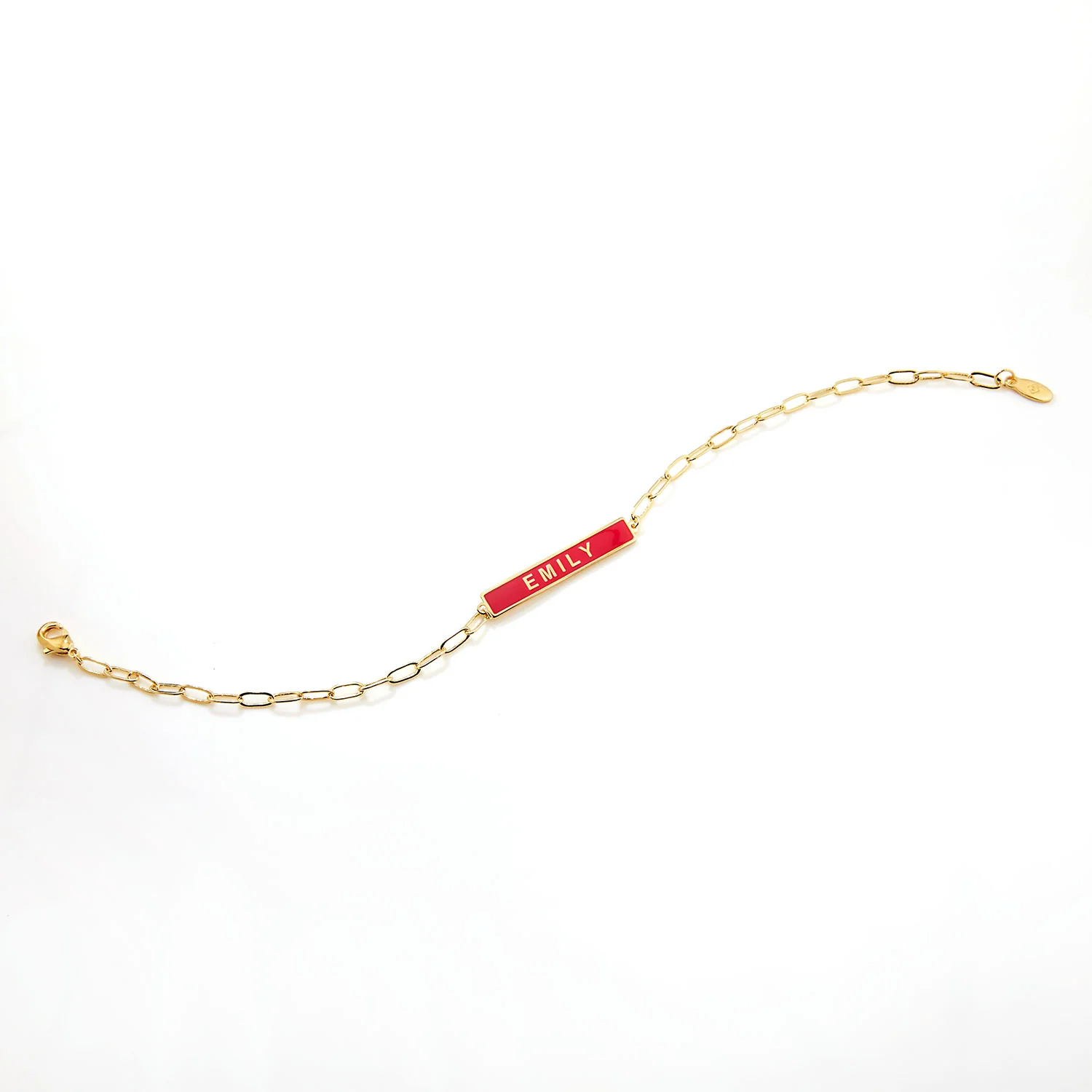 Personalized Enamel Bar Paperclip Chain Bracelet - Image 5