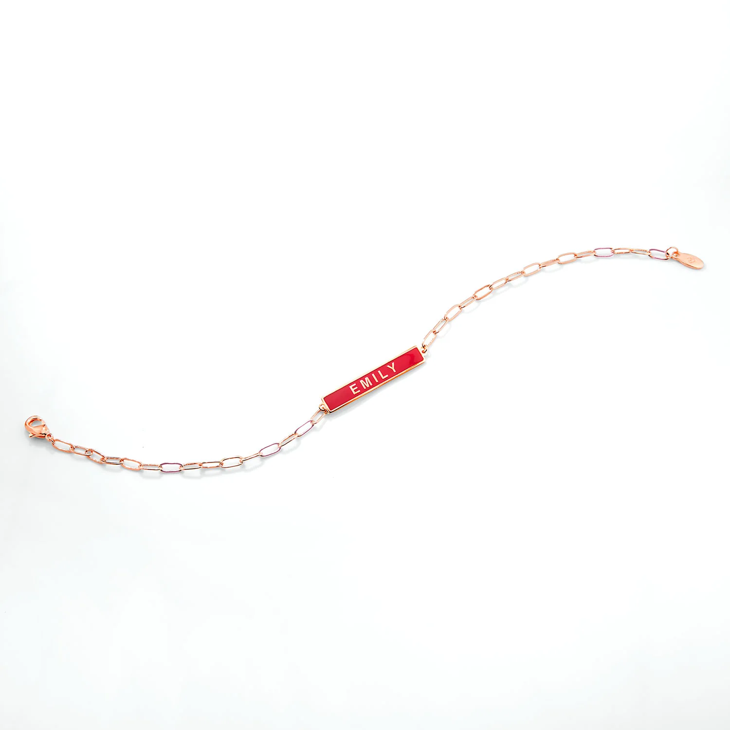 Personalized Enamel Bar Paperclip Chain Bracelet - Image 7
