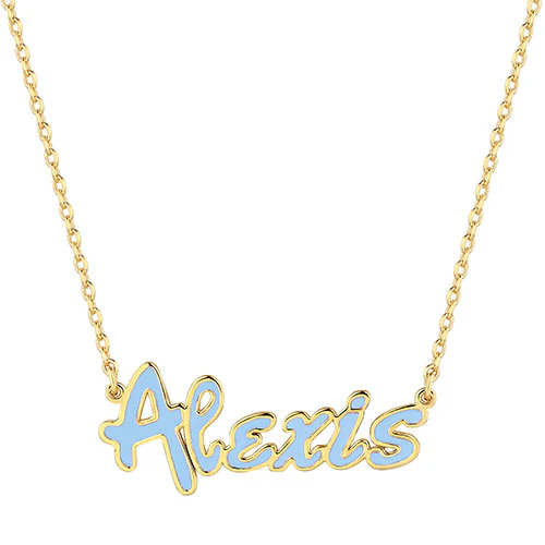 Personalized Enamel Bold Name Necklace - Image 4