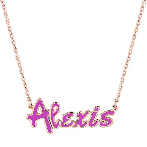 Personalized Enamel Bold Name Necklace - Image 6