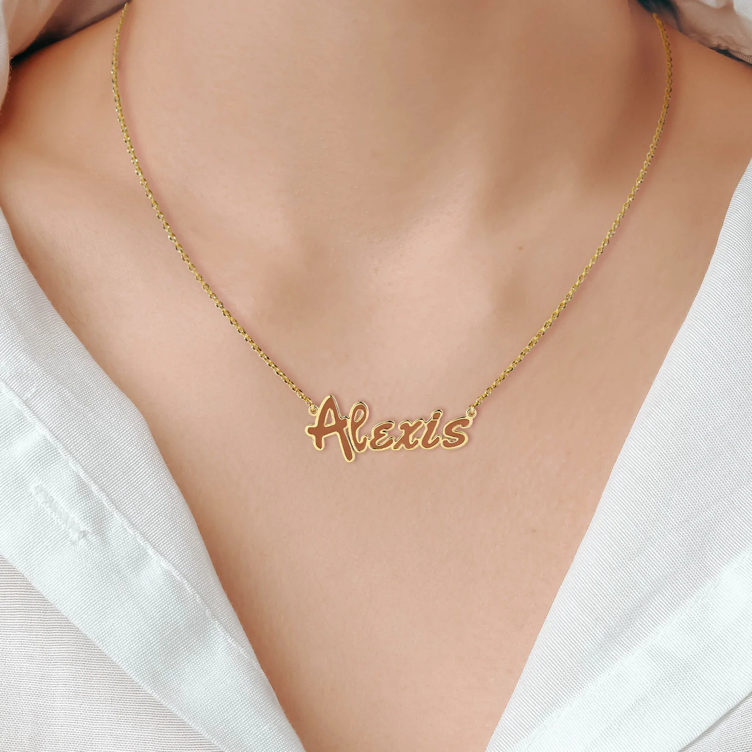 Personalized Enamel Bold Name Necklace - New Fall Colors - Image 3