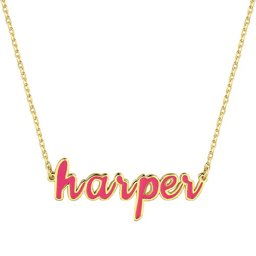 Personalized Enamel Lowercase Script Name Necklace - Image 4