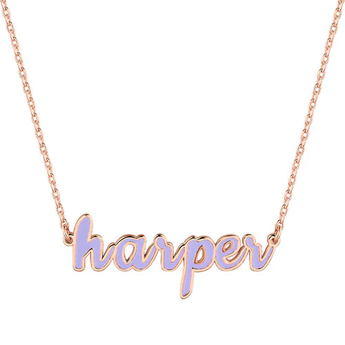 Personalized Enamel Lowercase Script Name Necklace - Image 6